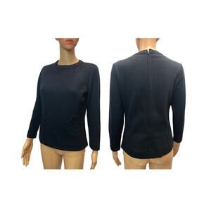 Vintage 60s Black Sweater | Mod PIN UP Bombshell Back Zip | Rockabilly | XS/S